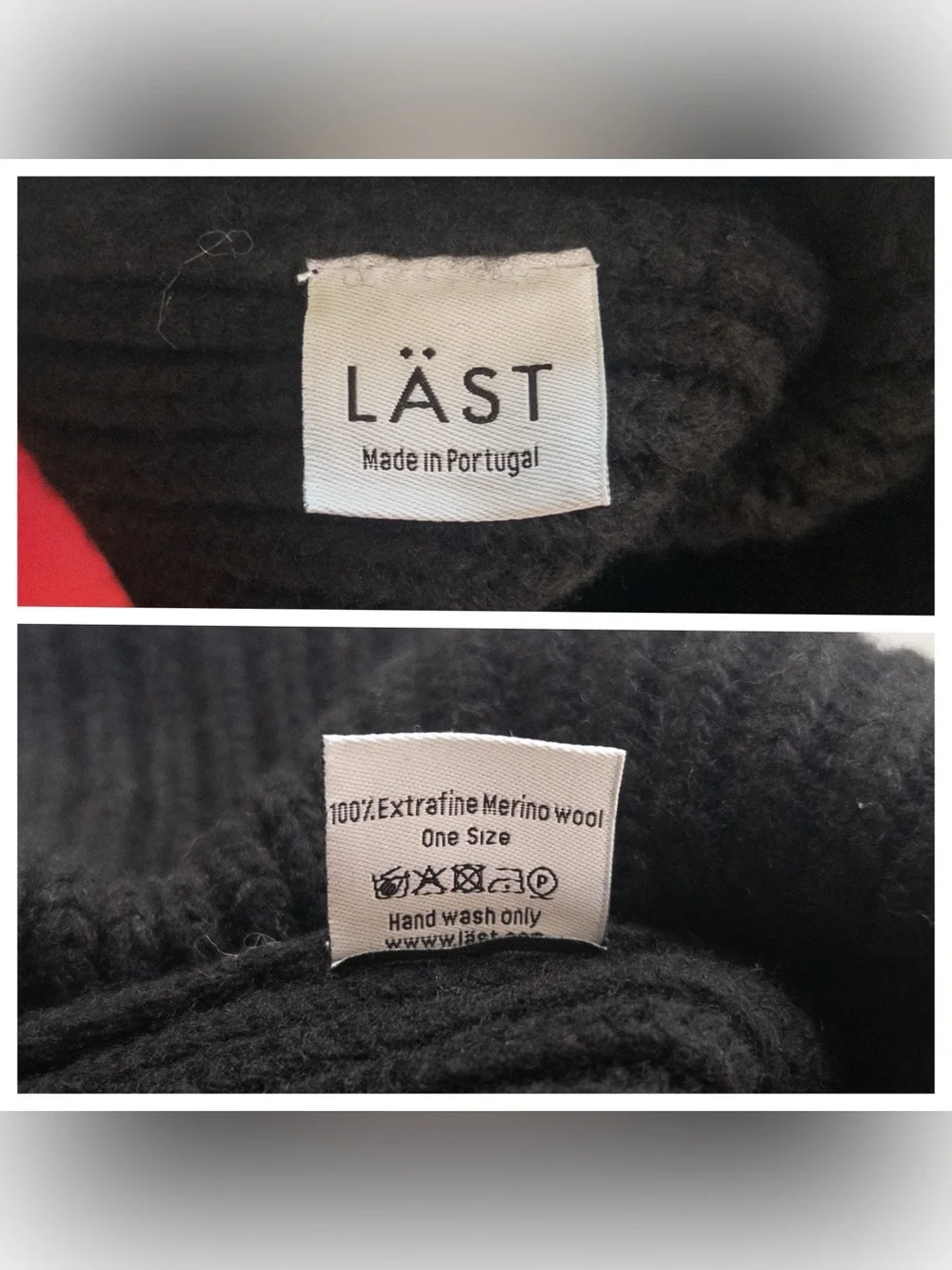 NWT LÄST 100% Extra Fine Merino Wool Beanie Cap Black One Size